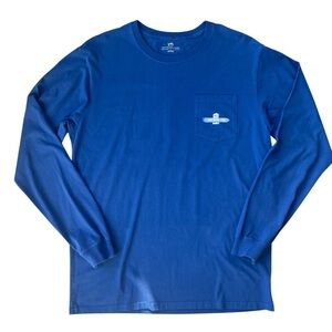 Southern Tide Men’s Long Sleeve T-Shirt Size L Back Graphic Vibrant Blue